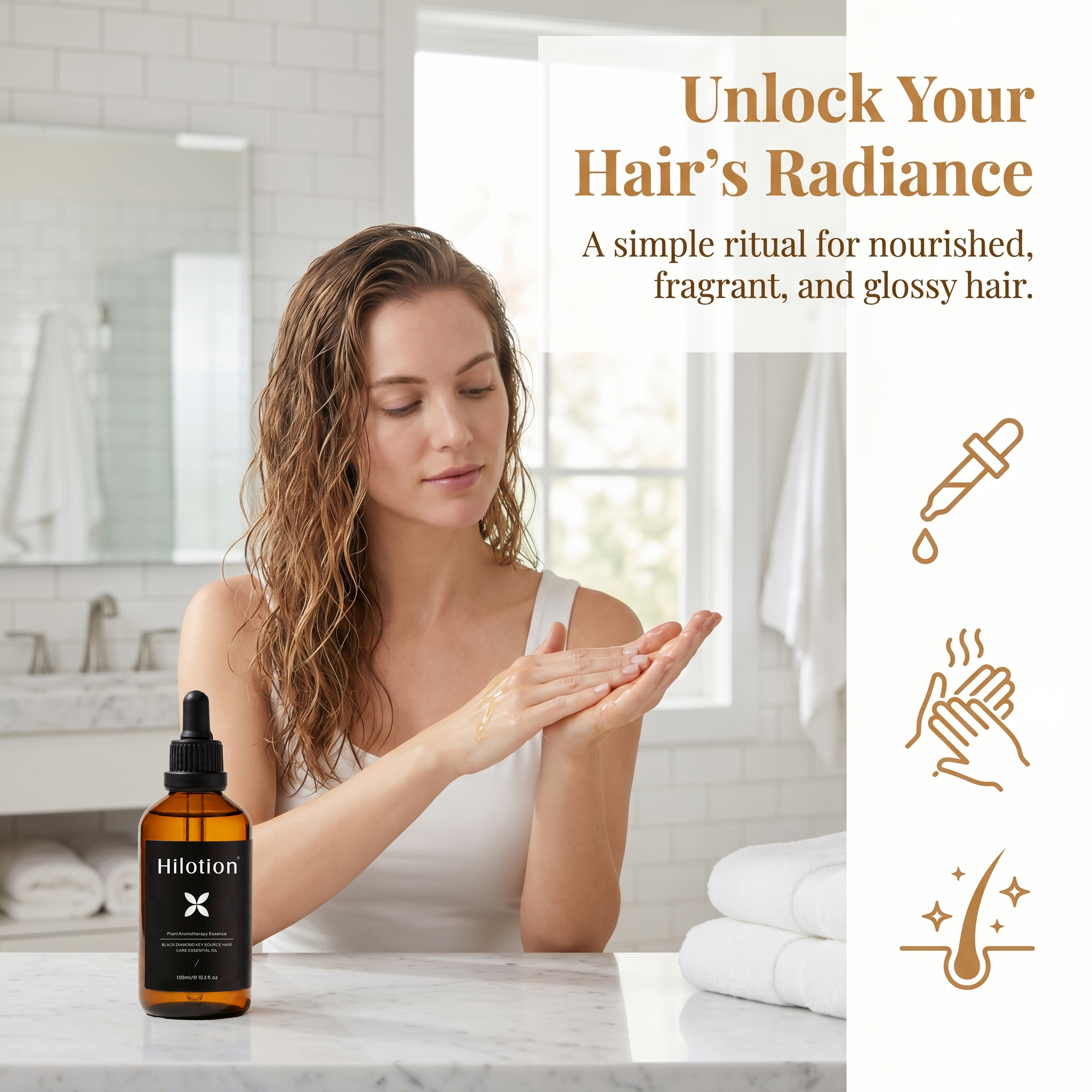 Hilotion Black Diamond Plant Aromatherapy Hair Oil - Nourishing Essence for Dry & Damaged Hair (100ml) - 图片 7