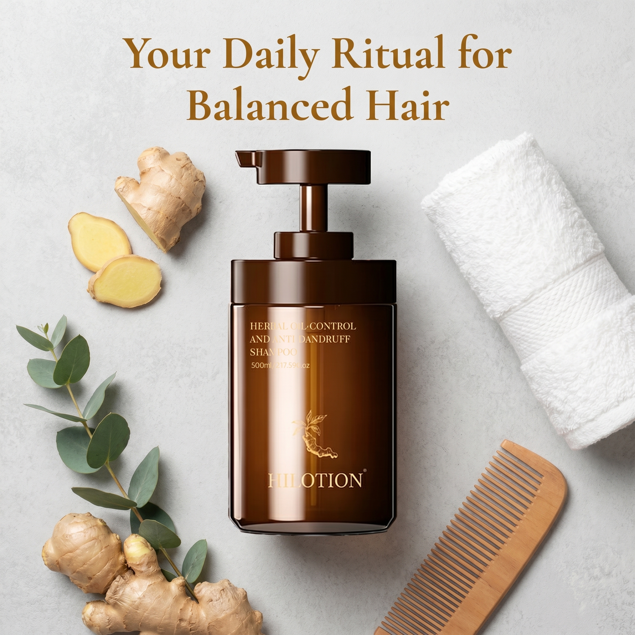 Hilotion Herbal Oil-Control & Anti-Dandruff Shampoo - Deep Cleanse for Oily Scalp (500ml) - 图片 3