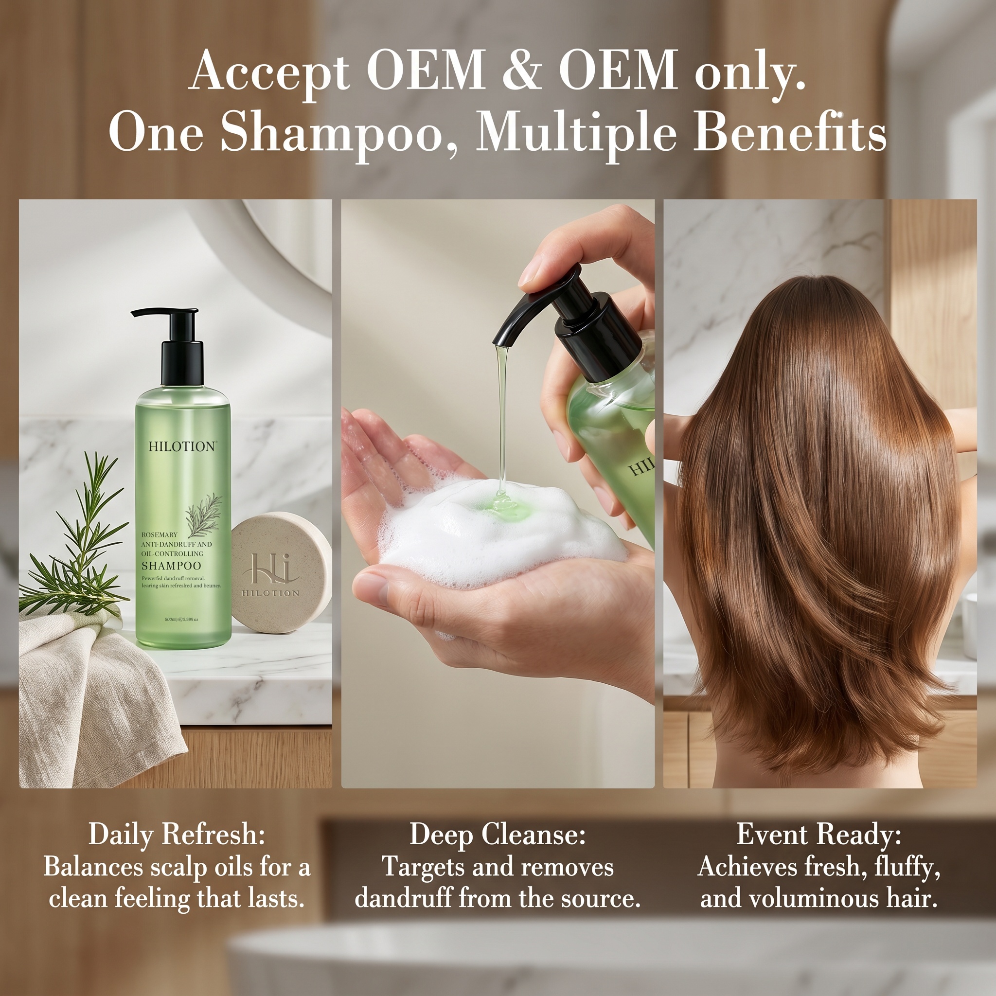 Hilotion Rosemary Anti-Dandruff & Oil-Control Shampoo - Refreshes Scalp & Adds Bounce (500ml) - 图片 3