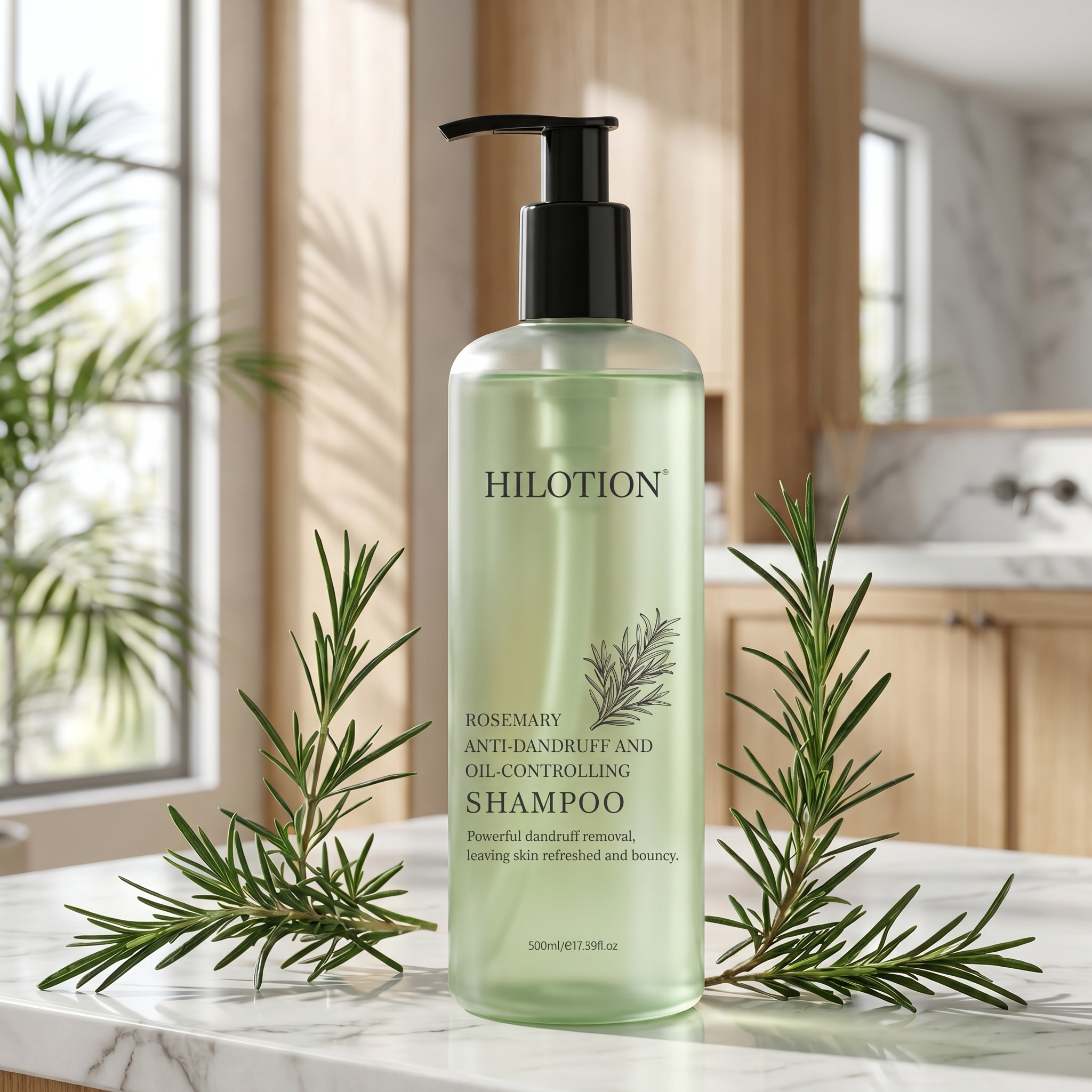Hilotion Rosemary Anti-Dandruff & Oil-Control Shampoo - Refreshes Scalp & Adds Bounce (500ml) - 图片 2