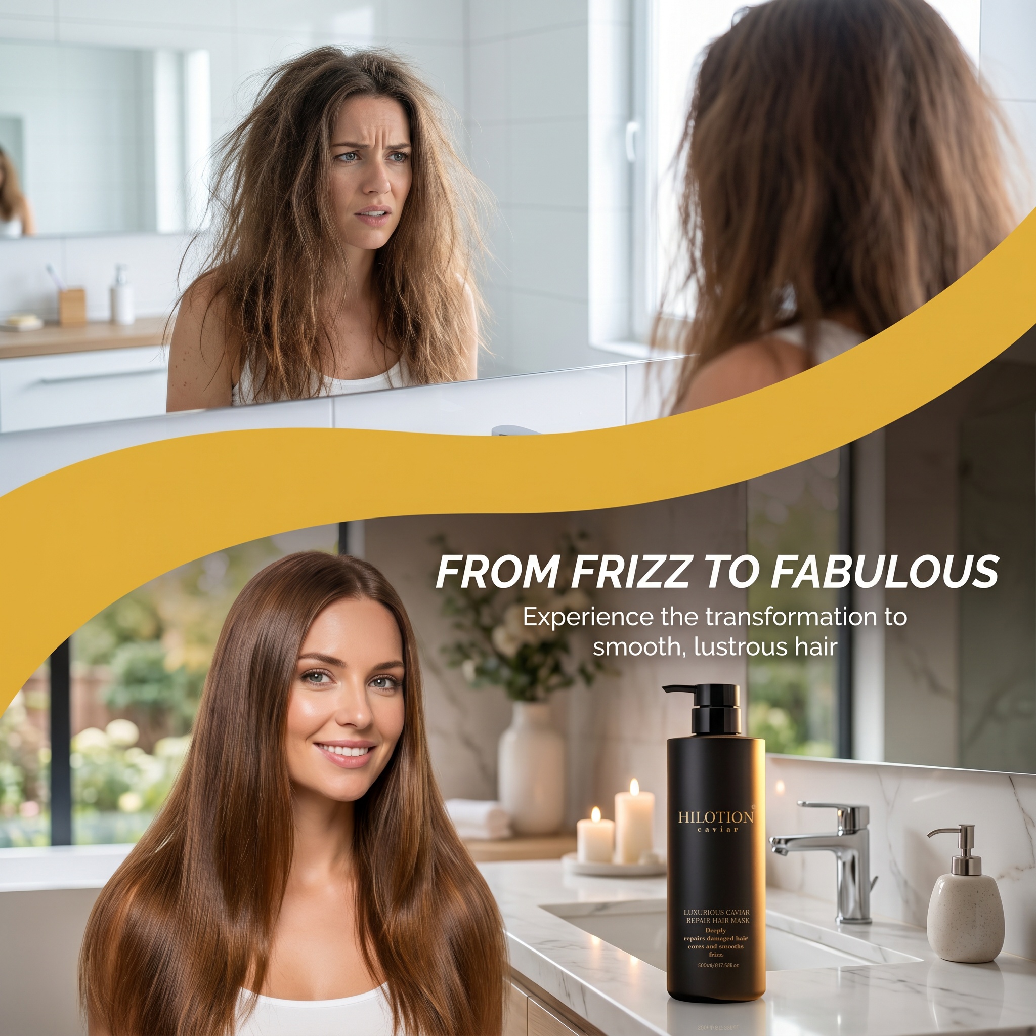 Hilotion Luxurious Caviar Deep Repair Anti-Frizz Smoothing Hair Mask 500ml - 图片 3