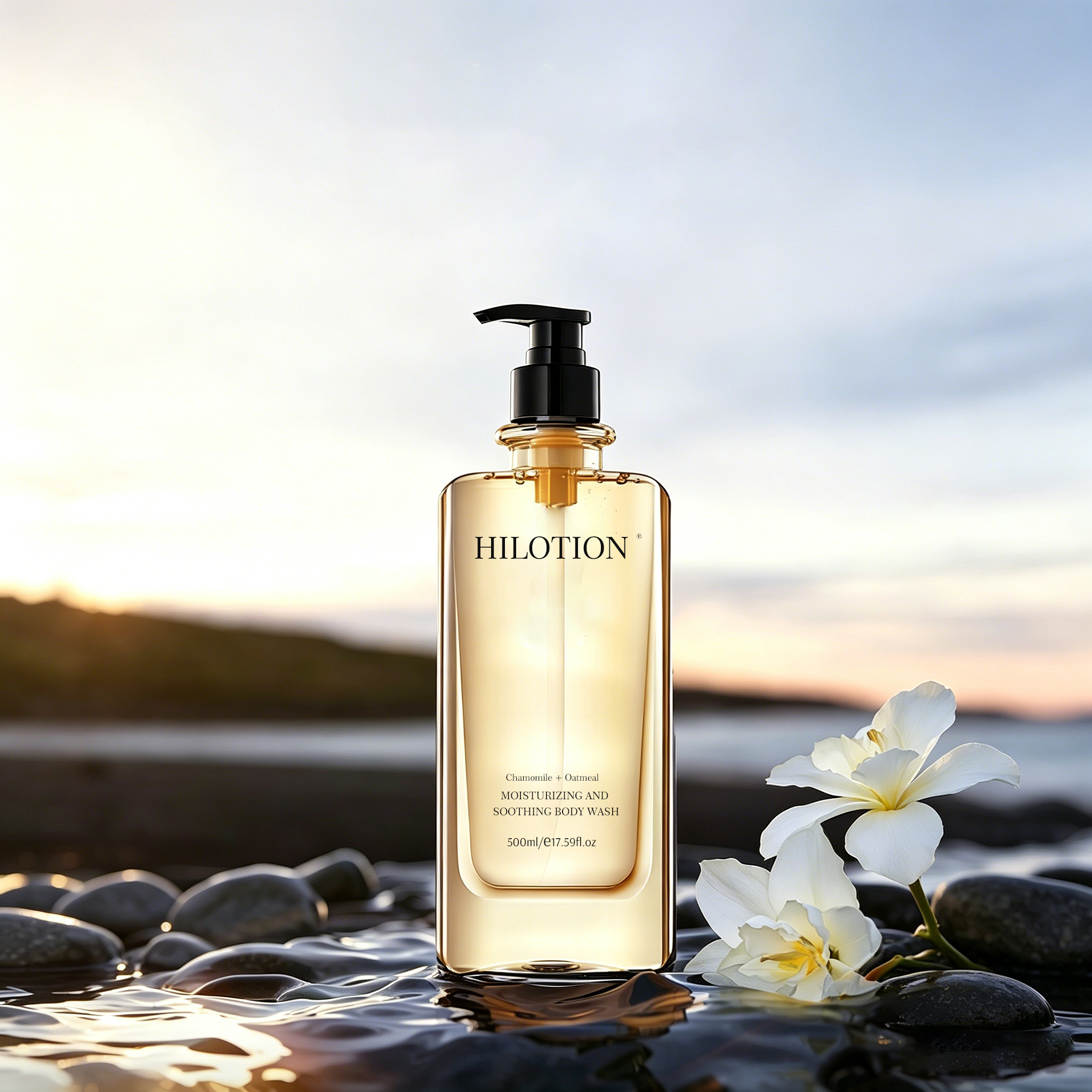 Hilotion Chamomile & Oatmeal Body Wash - Moisturizing & Soothing for Dry Skin (500ml)