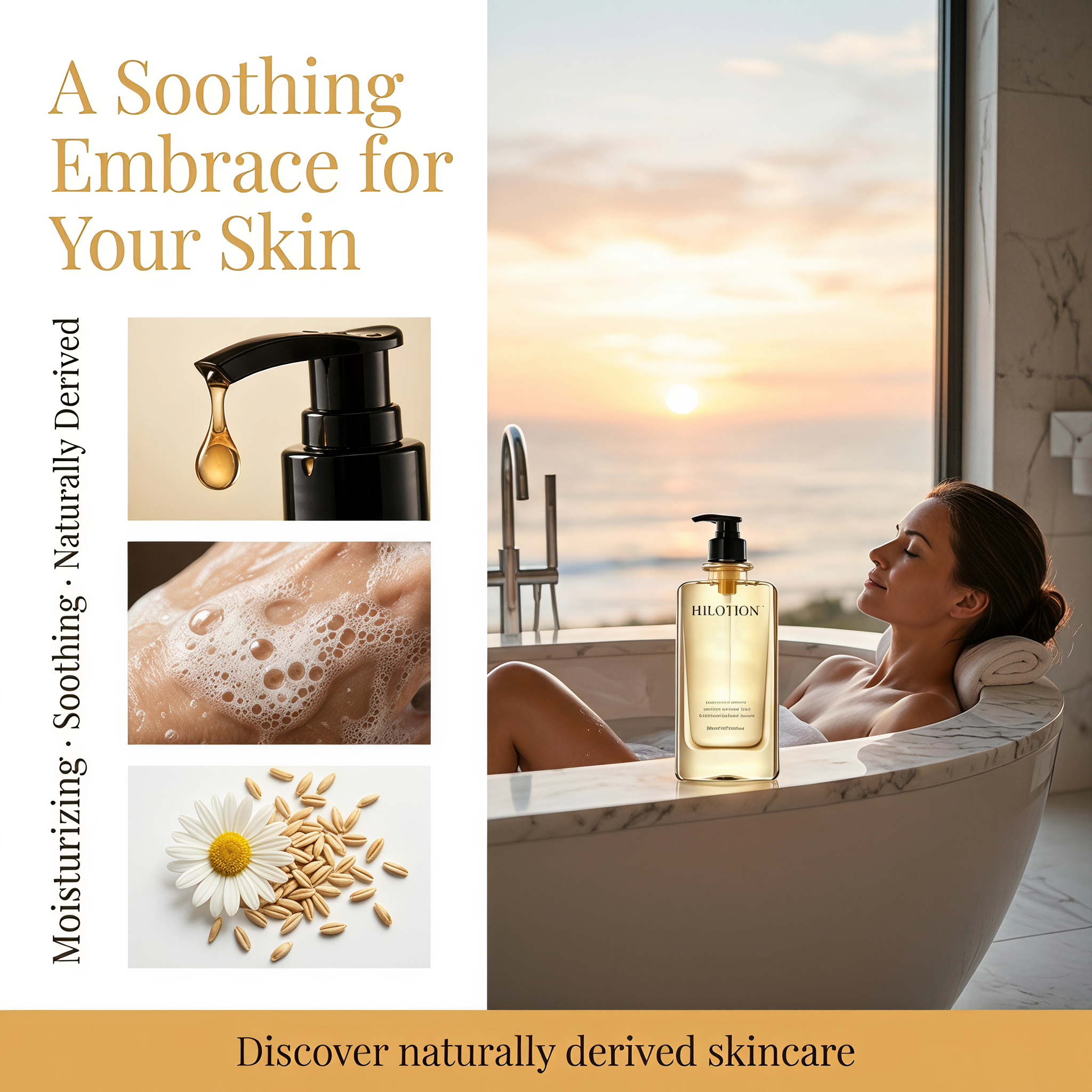 Hilotion Chamomile & Oatmeal Body Wash - Moisturizing & Soothing for Dry Skin (500ml) - 图片 6