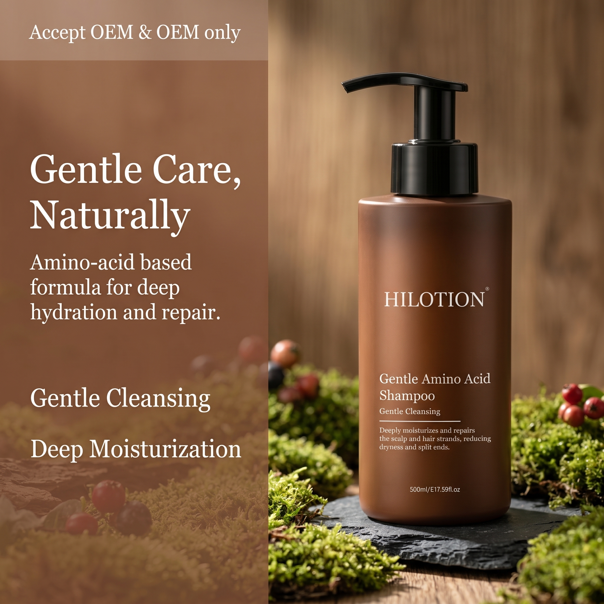 Hilotion Gentle Amino Acid Shampoo - Deeply Moisturizing & Repairing for Dry Hair (500ml) - 图片 3