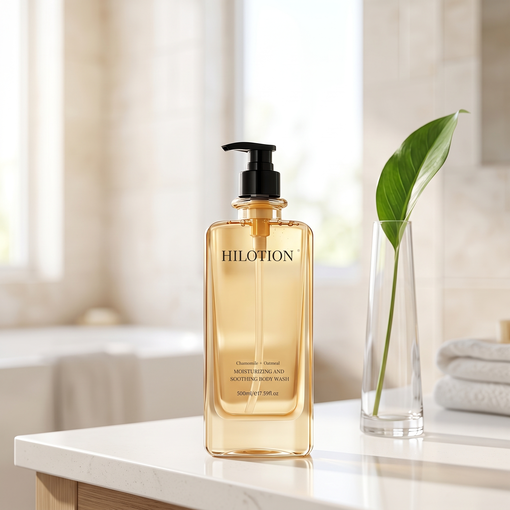 Hilotion Chamomile & Oatmeal Body Wash - Moisturizing & Soothing for Dry Skin (500ml) - 图片 2