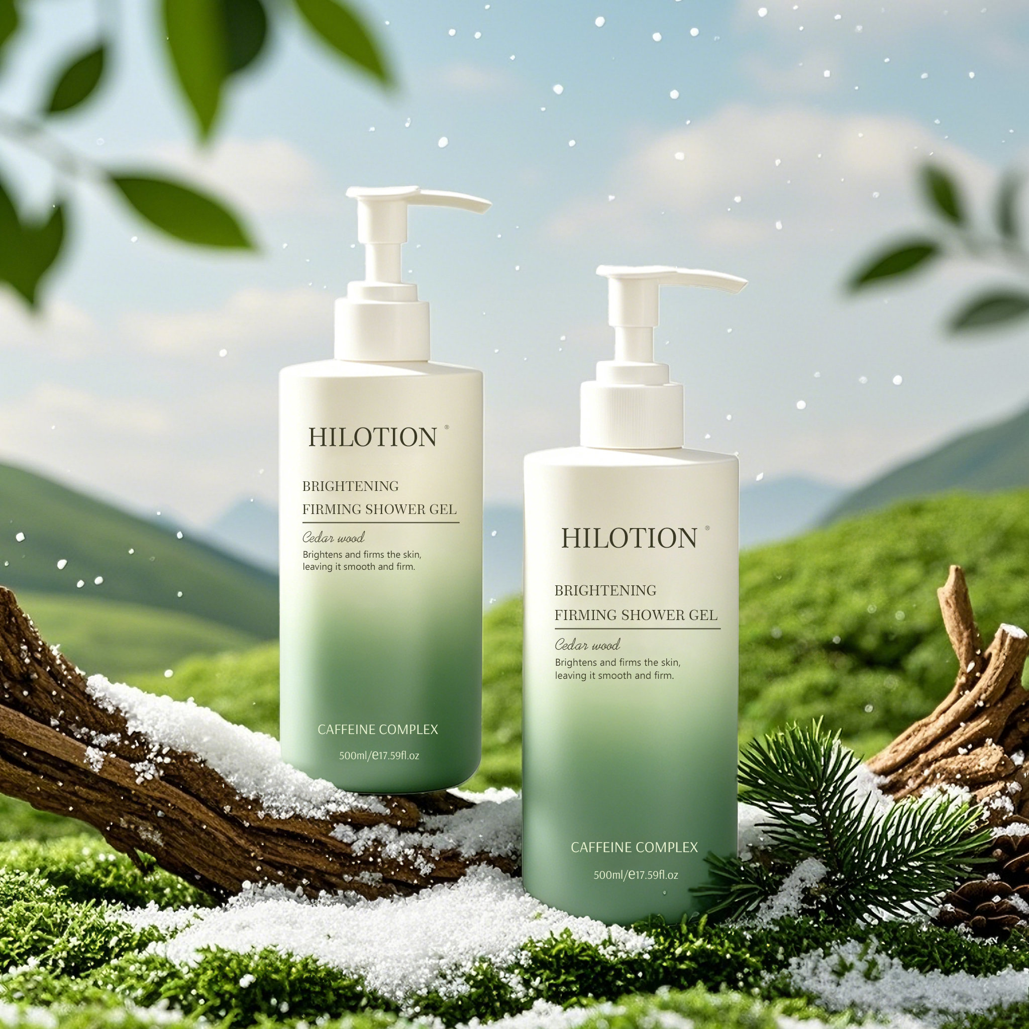 Hilotion Brightening & Firming Shower Gel with Caffeine Complex - Cedar Wood Scent (500ml) - 图片 2