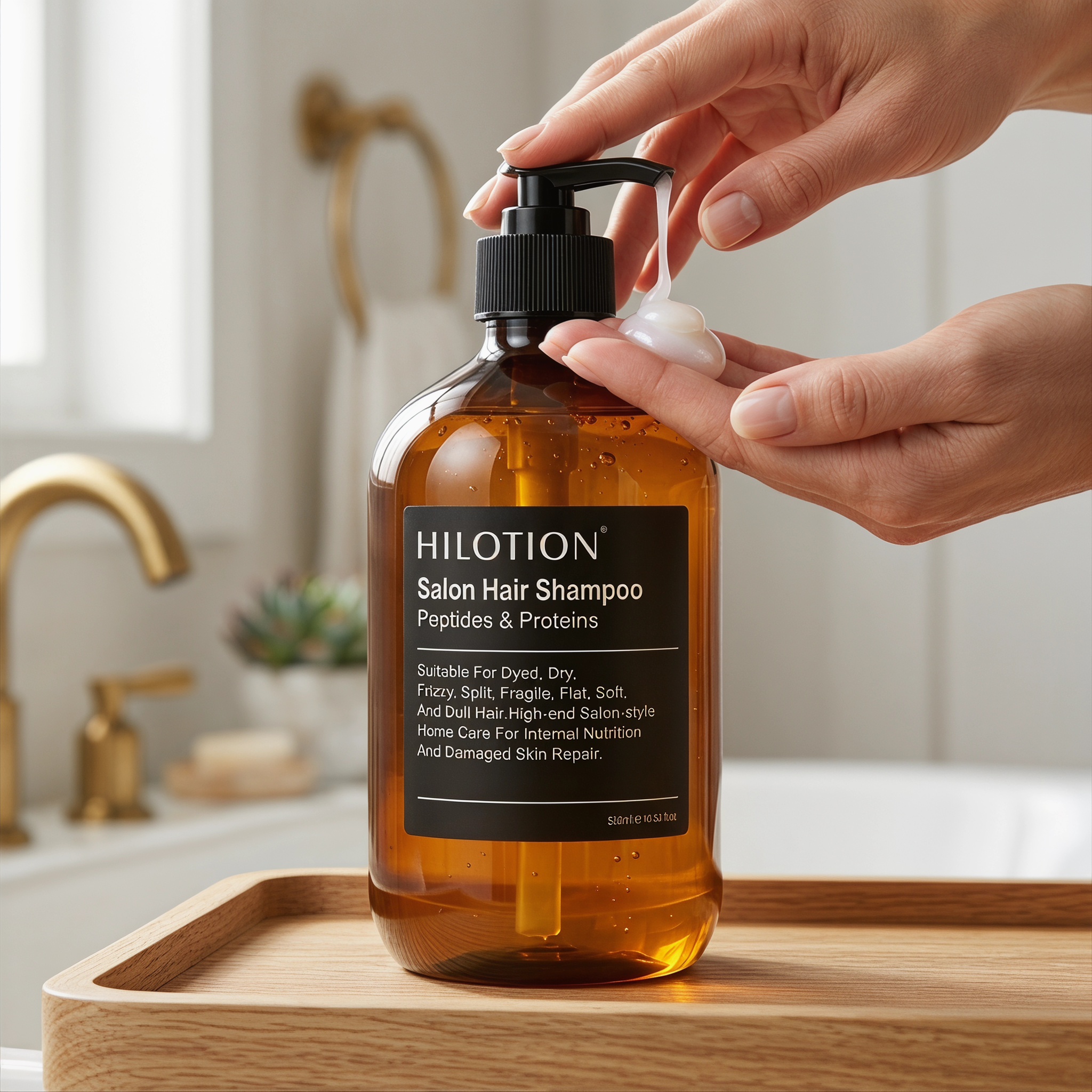 Wholesale Hilotion Salon Peptide Protein Shampoo For Colored Damaged Hair 500ml - 图片 4